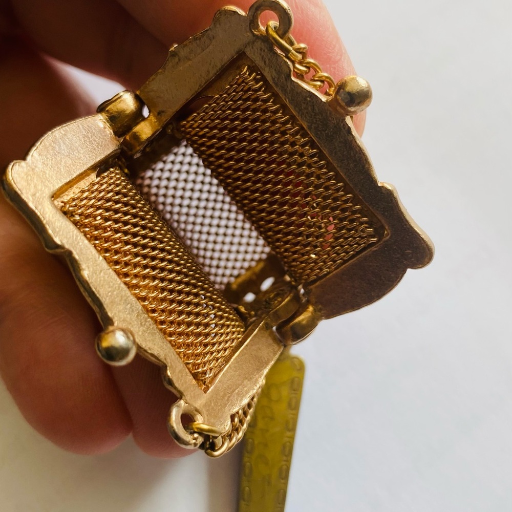 Antique Victorian Chatelaine Tiny Gold Plated Coin Purse - Picture 5 of 5